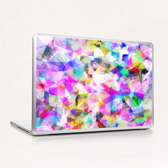 geometric triangle pattern abstract background in pink blue yellow Laptop & iPad Skin by Timmy333
