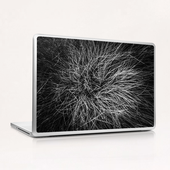 closeup grass texture in black and white Laptop & iPad Skin by Timmy333