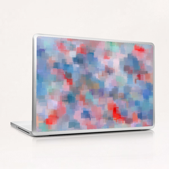 geometric square pattern abstract background in blue pink red Laptop & iPad Skin by Timmy333
