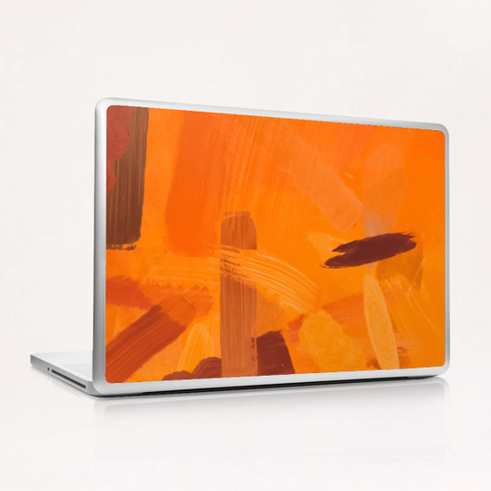 brush painting texture abstract background in orange brown Laptop & iPad Skin by Timmy333