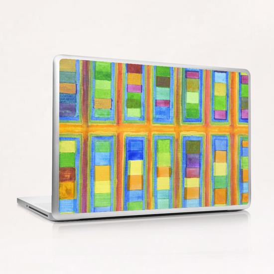 Striped Color Fields in Orange Grid Laptop & iPad Skin by Heidi Capitaine