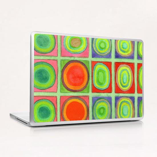 Green Grid filled with Circles and intense Colors  Laptop & iPad Skin by Heidi Capitaine