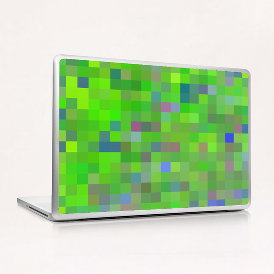 geometric square pixel pattern abstract background in green blue pink Laptop & iPad Skin by Timmy333