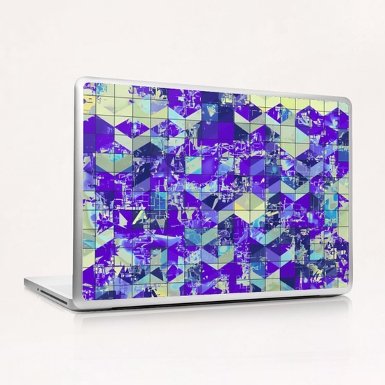 geometric square and triangle pattern abstract in purple and blue Laptop & iPad Skin by Timmy333