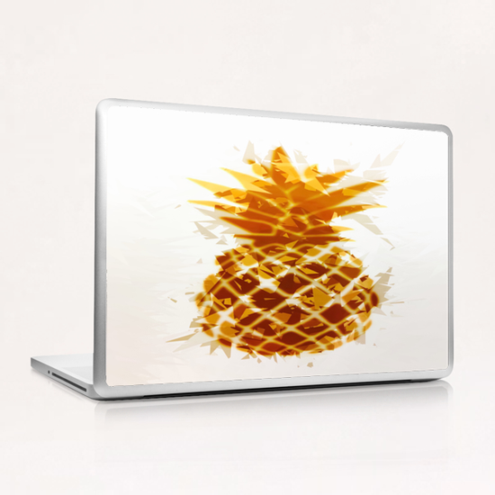 pineapple in brown and yellow with geometric triangle pattern abstract Laptop & iPad Skin by Timmy333