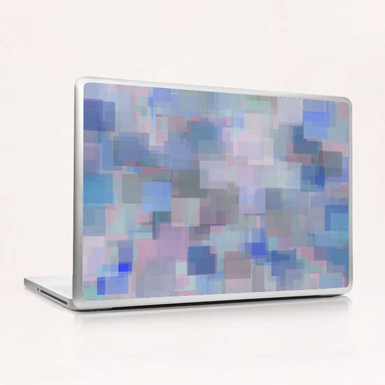 geometric square pattern abstract background in blue and pink Laptop & iPad Skin by Timmy333