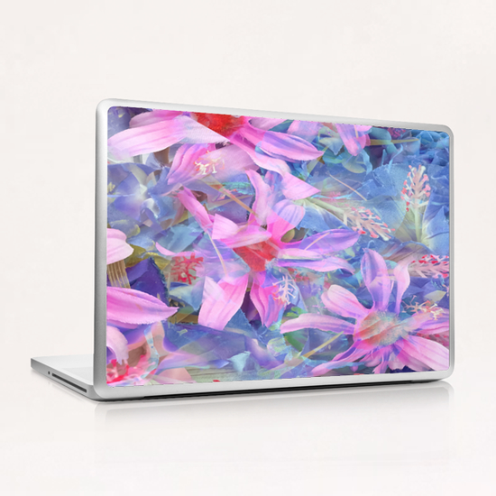 blooming pink and blue daisy flower abstract background Laptop & iPad Skin by Timmy333