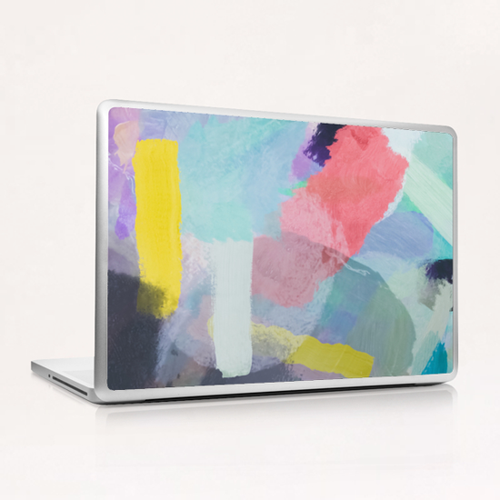 brush painting texture abstract background in pink blue yellow Laptop & iPad Skin by Timmy333