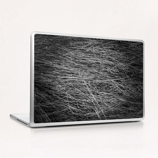 grass texture abstract in black and white Laptop & iPad Skin by Timmy333