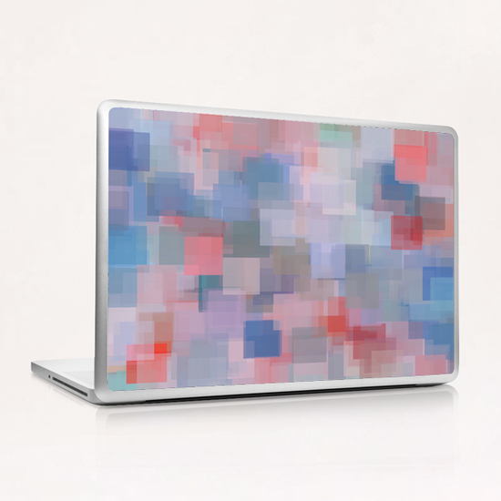 geometric square pattern abstract background in blue and pink Laptop & iPad Skin by Timmy333