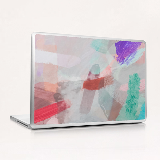 brush painting texture abstract background in red pink purple green Laptop & iPad Skin by Timmy333