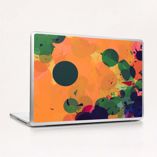 geometric circle and triangle pattern abstract in green orange red Laptop & iPad Skin by Timmy333