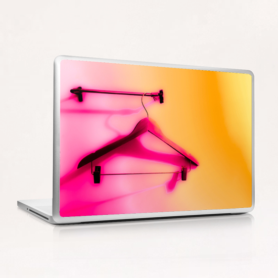 wood hanger with pink and orange wall background Laptop & iPad Skin by Timmy333