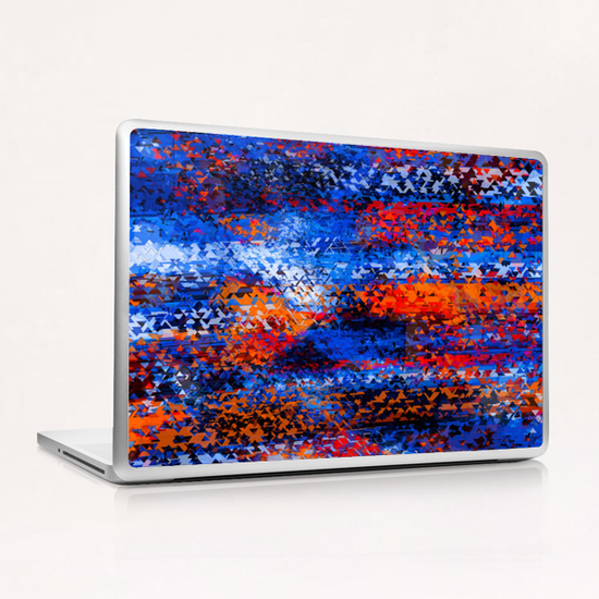 psychedelic geometric polygon shape pattern abstract in blue red orange Laptop & iPad Skin by Timmy333