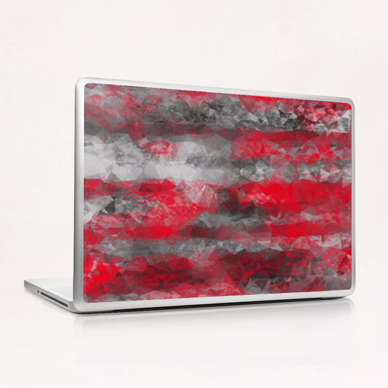 psychedelic geometric polygon shape pattern abstract in red and black Laptop & iPad Skin by Timmy333