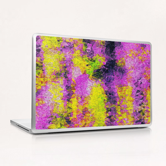 vintage psychedelic painting texture abstract in pink and yellow with noise and grain Laptop & iPad Skin by Timmy333