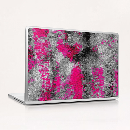 vintage psychedelic painting texture abstract in pink and black with noise and grain Laptop & iPad Skin by Timmy333