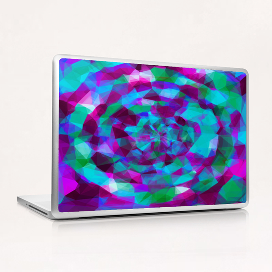 psychedelic geometric polygon pattern abstract in pink purple blue Laptop & iPad Skin by Timmy333