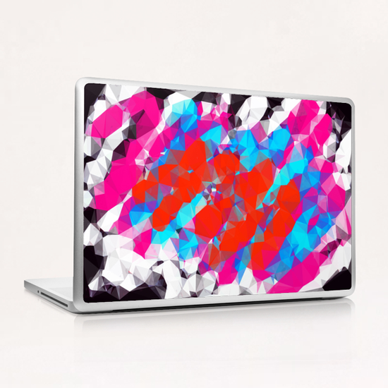 psychedelic geometric polygon abstract in pink red blue Laptop & iPad Skin by Timmy333