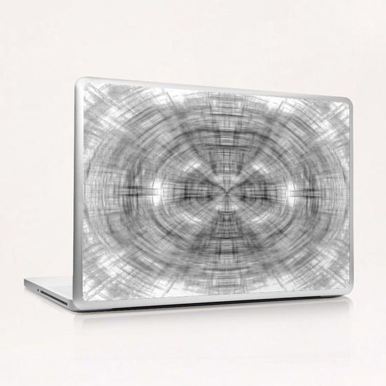 psychedelic drawing symmetry graffiti abstract pattern in black and white Laptop & iPad Skin by Timmy333