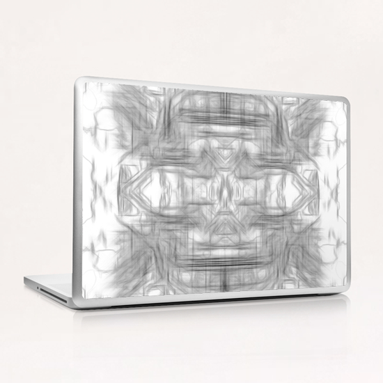 psychedelic graffiti skull art abstract in black and white Laptop & iPad Skin by Timmy333