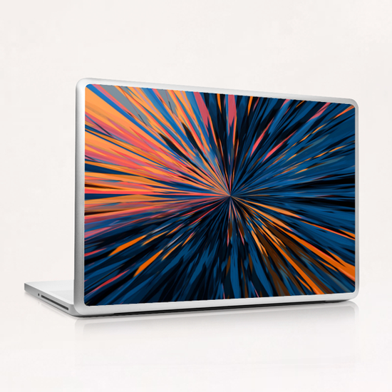 psychedelic splash painting abstract pattern in orange brown pink blue Laptop & iPad Skin by Timmy333