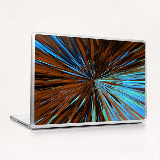 psychedelic splash painting abstract pattern in brown and blue Laptop & iPad Skin by Timmy333