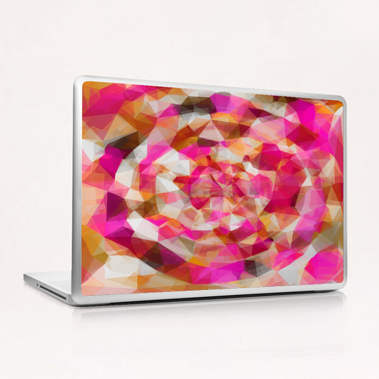 geometric polygon abstract pattern in pink orange brown Laptop & iPad Skin by Timmy333