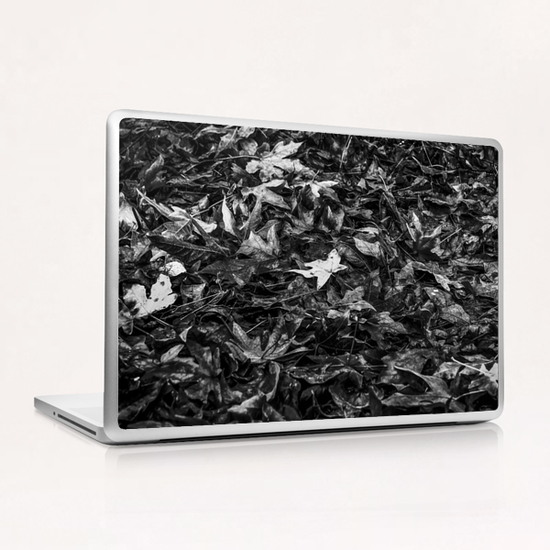 maple leaves texture abstract in black and white Laptop & iPad Skin by Timmy333