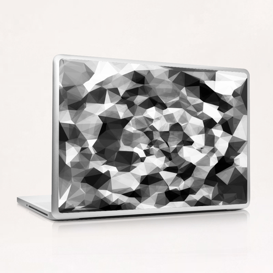 contemporary geometric polygon abstract pattern in black and white Laptop & iPad Skin by Timmy333