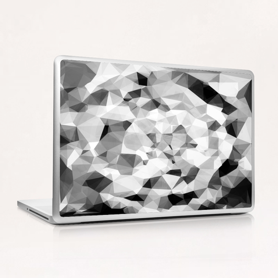 geometric polygon abstract pattern in black and white Laptop & iPad Skin by Timmy333