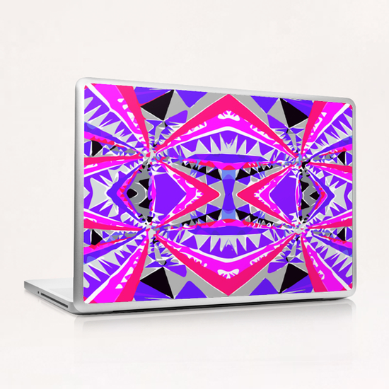 psychedelic geometric abstract pattern background in pink and purple Laptop & iPad Skin by Timmy333