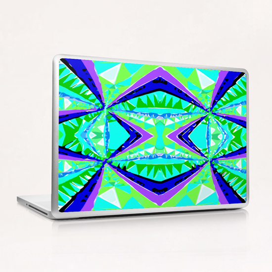 psychedelic geometric abstract pattern background in green purple blue Laptop & iPad Skin by Timmy333