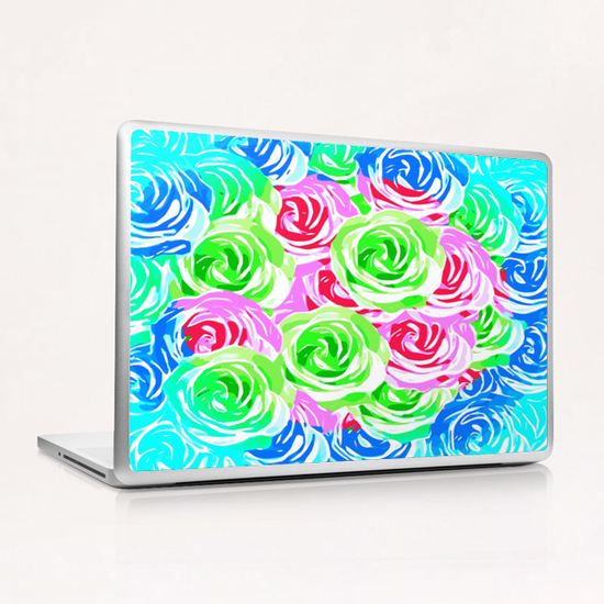 colorful rose pattern abstract in pink blue green Laptop & iPad Skin by Timmy333
