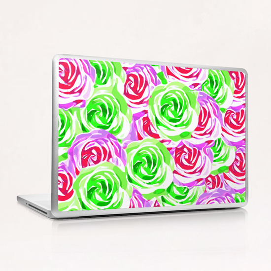 closeup rose pattern texture abstract background in pink red green Laptop & iPad Skin by Timmy333