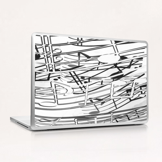 music note sign pattern abstract background in black and white Laptop & iPad Skin by Timmy333