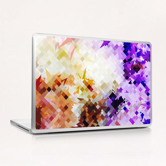 geometric square pixel pattern abstract background in purple brown Laptop & iPad Skin by Timmy333