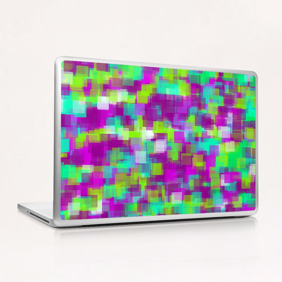 green and purple square pattern abstract background Laptop & iPad Skin by Timmy333