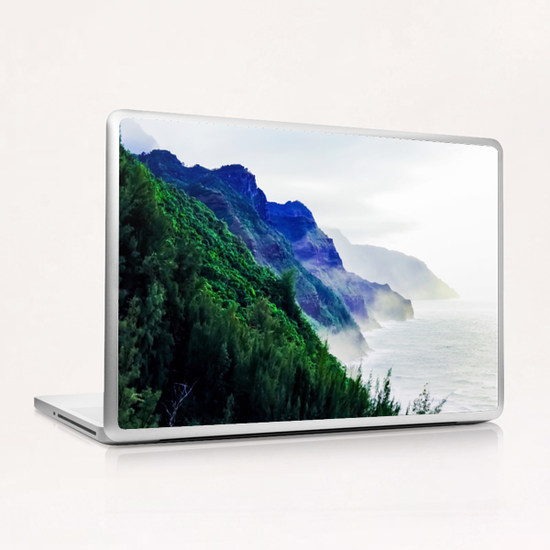 green mountain with ocean view at Kauai, Hawaii, USA Laptop & iPad Skin by Timmy333