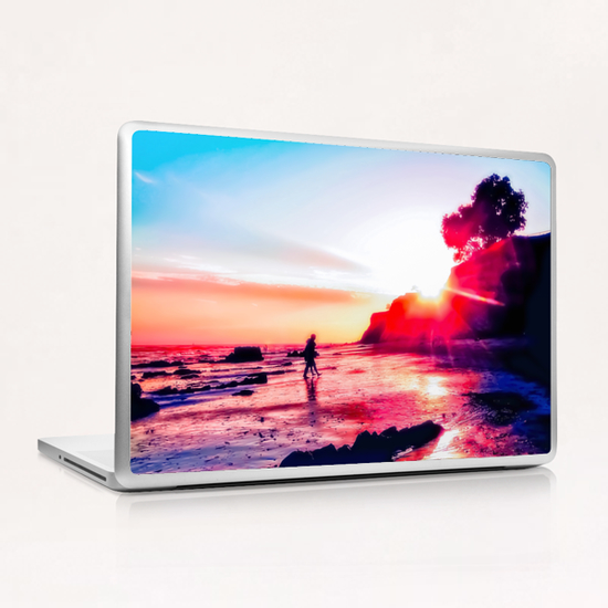California summer sunset at the beach with blue sky Laptop & iPad Skin by Timmy333