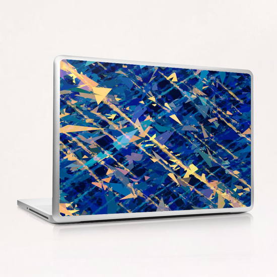 splash geometric triangle pattern abstract background in blue and yellow Laptop & iPad Skin by Timmy333