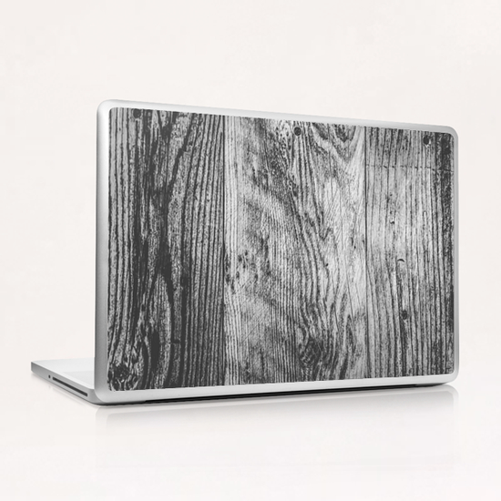 vintage wood texture background in black and white Laptop & iPad Skin by Timmy333