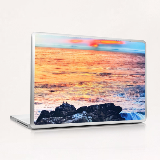 ocean sunset with sunset sky and horizon view in summer Laptop & iPad Skin by Timmy333