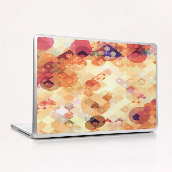 geometric square pixel and circle pattern abstract in orange brown Laptop & iPad Skin by Timmy333