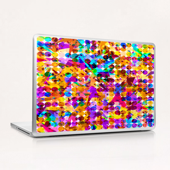 geometric circle and triangle pattern abstract in orange blue pink purple Laptop & iPad Skin by Timmy333