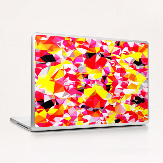 psychedelic geometric triangle polygon abstract pattern in red pink yellow Laptop & iPad Skin by Timmy333