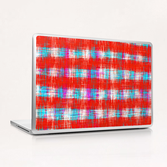 plaid pattern abstract texture in in red blue pink Laptop & iPad Skin by Timmy333