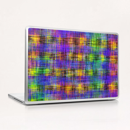 plaid pattern abstract texture in purple yellow green Laptop & iPad Skin by Timmy333