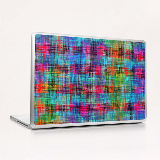 plaid pattern abstract texture in blue pink green yellow Laptop & iPad Skin by Timmy333