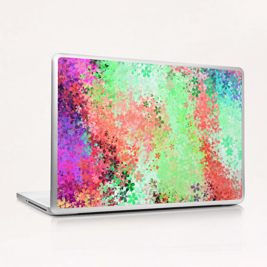 flower pattern abstract background in green pink purple blue Laptop & iPad Skin by Timmy333